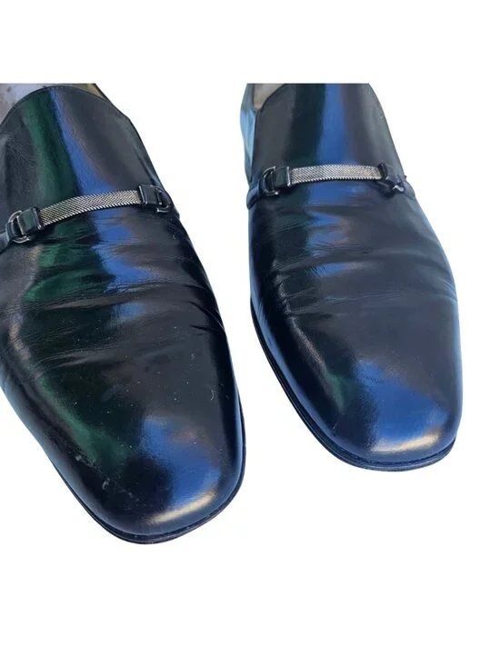 Star Artioli Vintage Handmade Italy Black Leather Horsebit Mens Loafers 9D - Picture 10 of 15